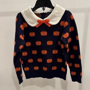 Janie and Jack Navy and Orange Pumpkin Sweater
